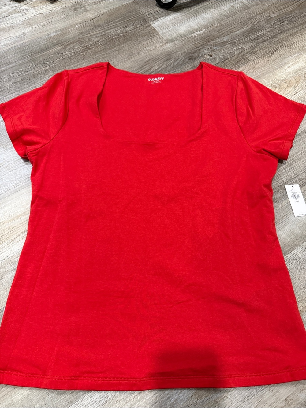 Old Navy Red Square Neck Short Sleeve Tee